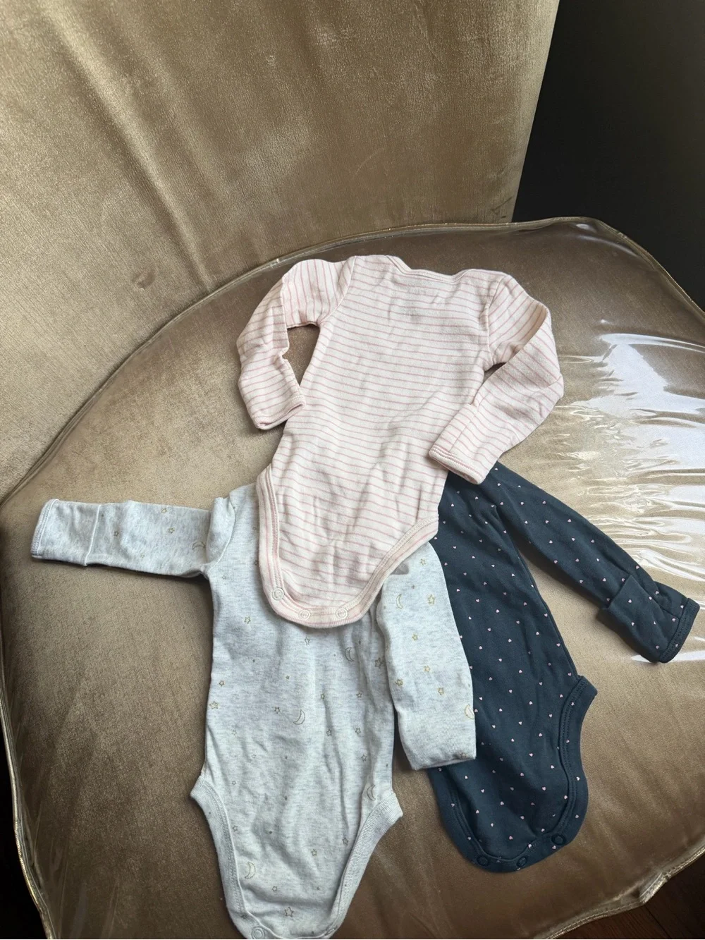 Carter's 3-Pack Long Sleeve Bodysuits - Light Pink, Light Gray, Navy